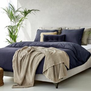 Dekbedovertrek 100% Gewassen Katoensatijn Koningsblauw 300TC