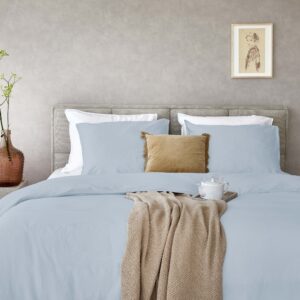 Dekbedovertrek 100% Gewassen Katoensatijn Sky Blue 300TC